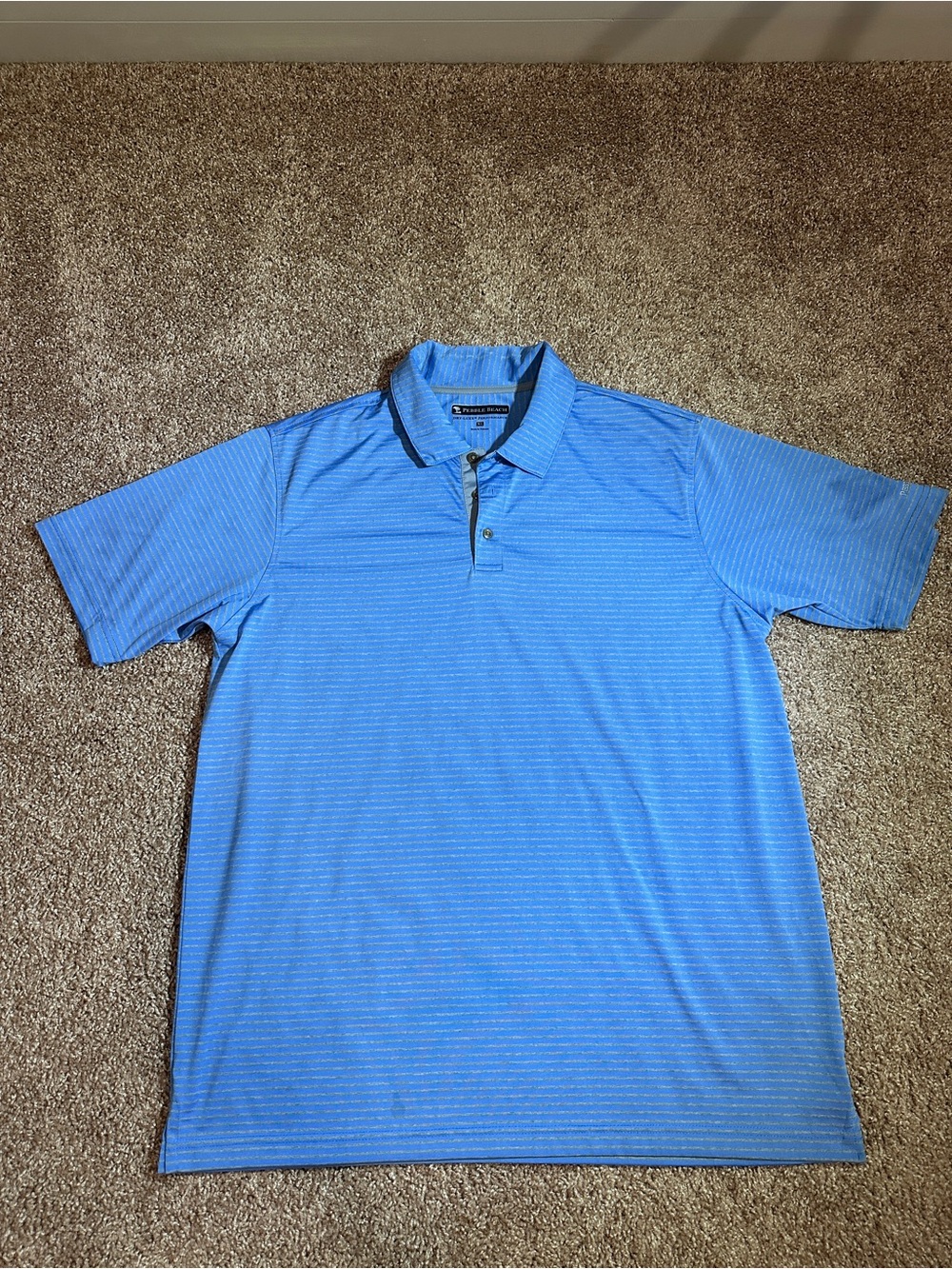 Pebble Beach Light Blue Striped Men’s Polo